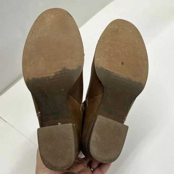 UGG Women’s Annie Leather Bootie Block Heel Boots Chestnut Size 7 City Western - Picture 13 of 13